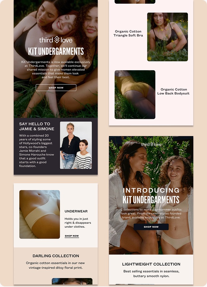 Kit Undergarments email campaign design